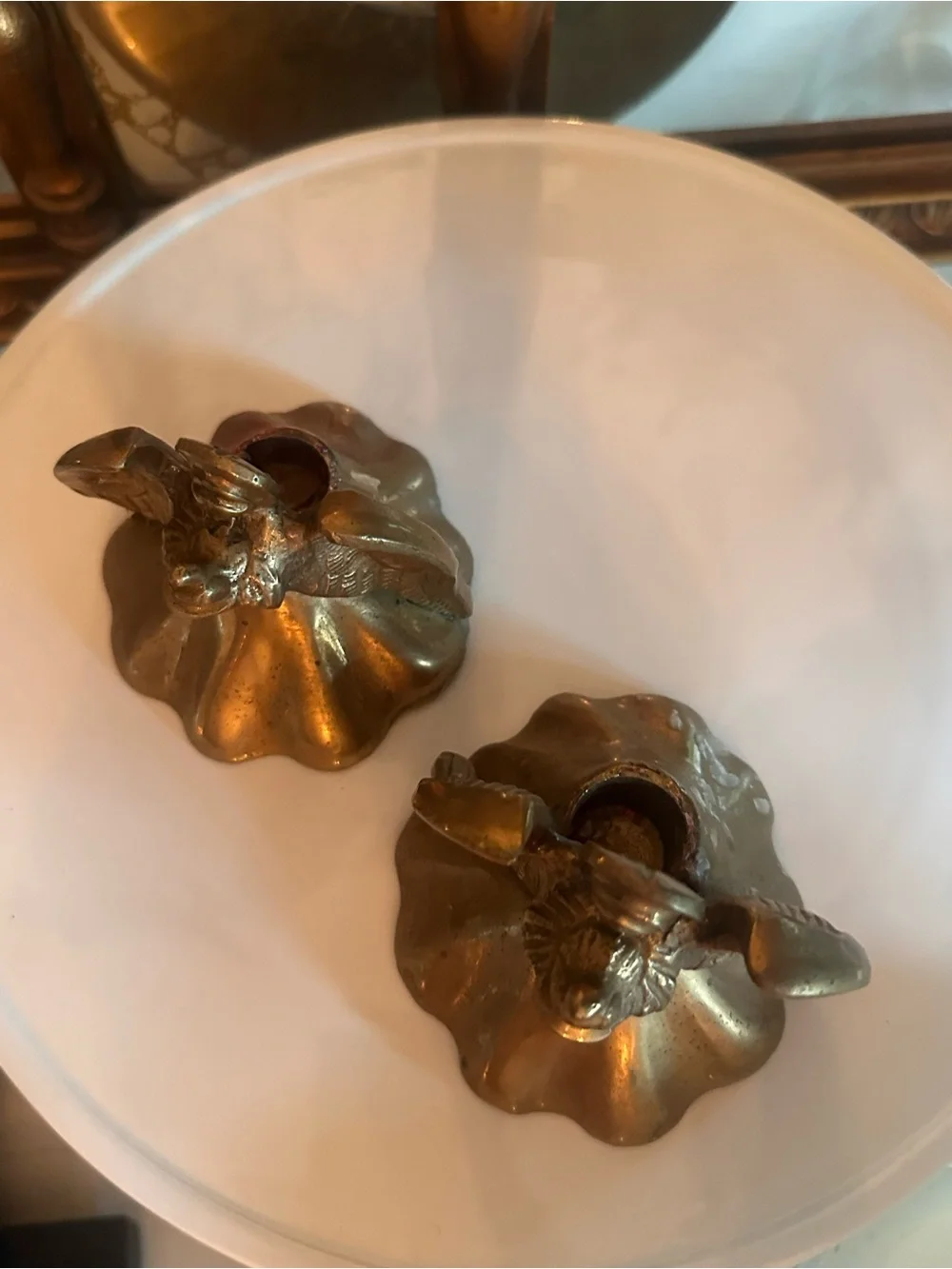 S/2 Brass Angel Figure taper candle holders